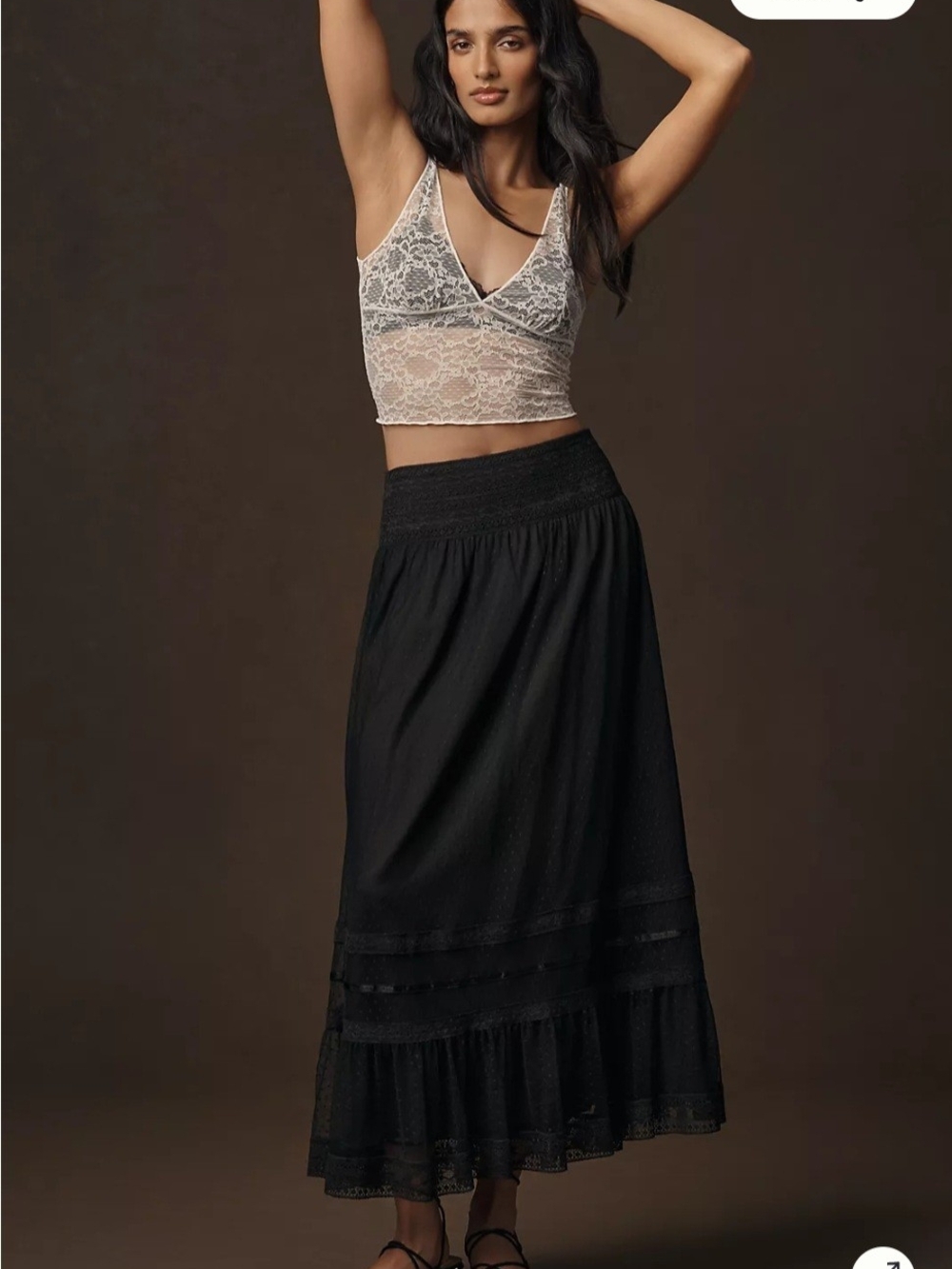 RIXO From Anthropologie Black Lace Midi Skirt 🌸 Size XL